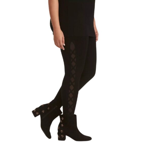 ***Torrid Women's Size 0R L (30x25) Black Side Lace Up Luxe Leggings :)*** - Picture 1 of 12